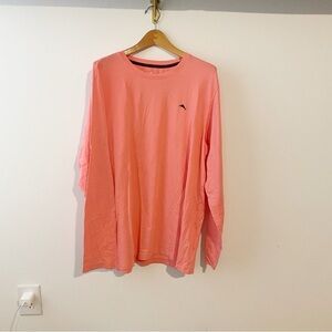 Tommy Bahama Salmon Pink Long Sleeve 95% cotton 5% spandex size large